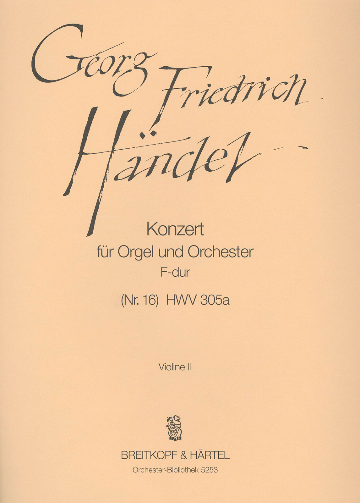 OB 5253-16 - Orgelkonzert (Nr. 16) F-dur HWV 305a - Cover