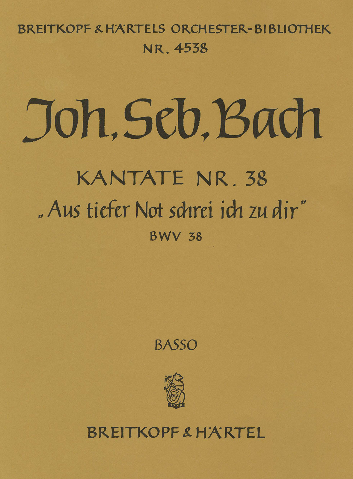 OB 4538-26 - Cantata BWV 38 “Out of the deep call I to Thee” - Cover