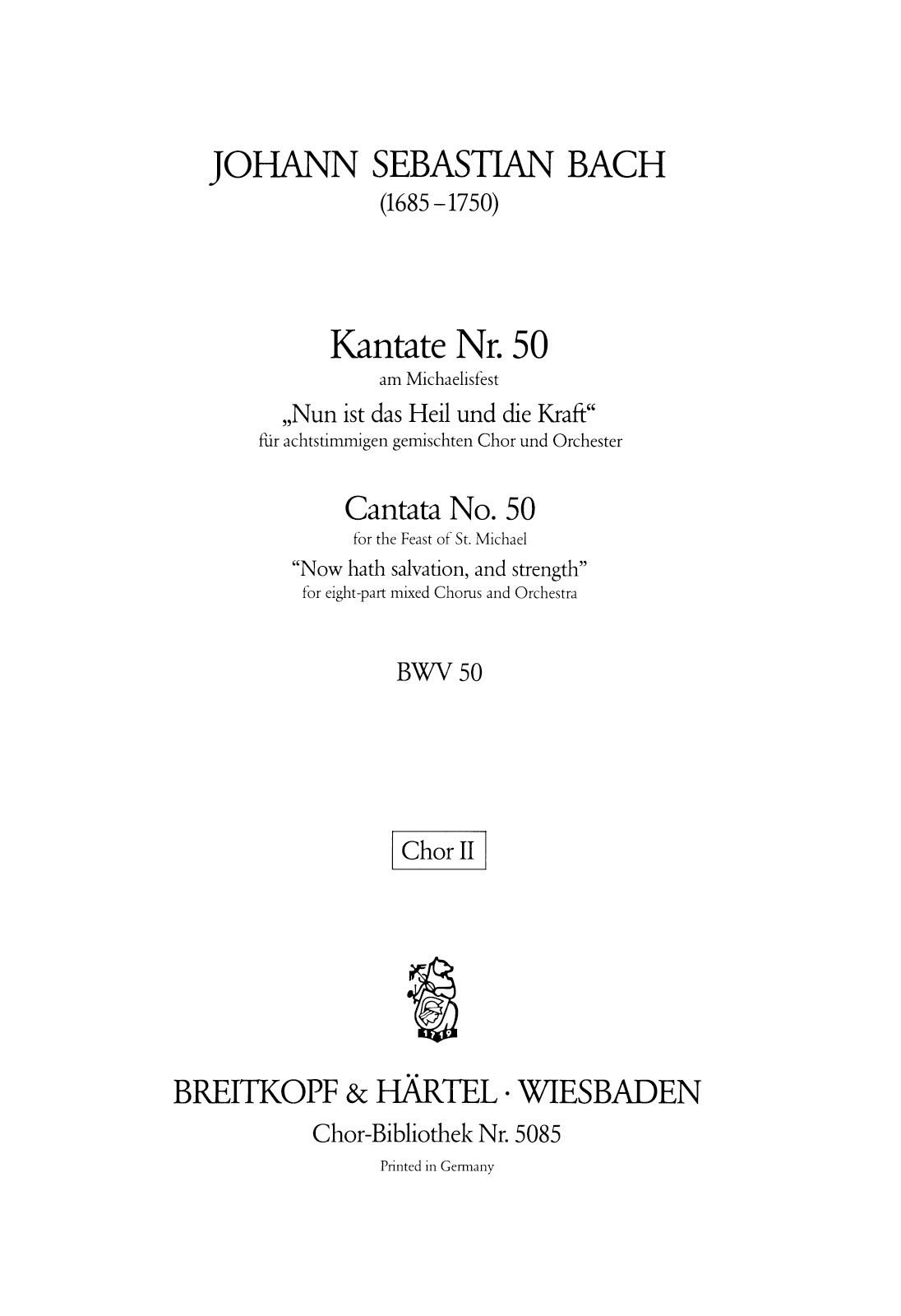 ChB 5085 - Kantate BWV 50 „Nun ist das Heil und die Kraft“ - Cover