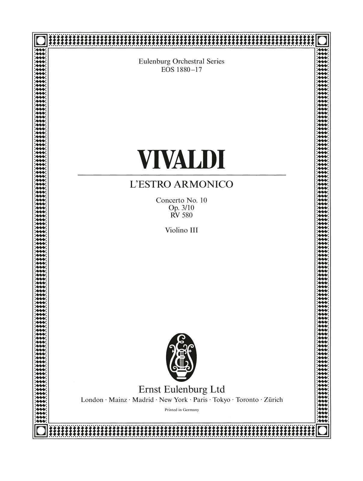EOS 1880-17 - L’Estro Armonico Op. 3/10 RV 580 - Cover