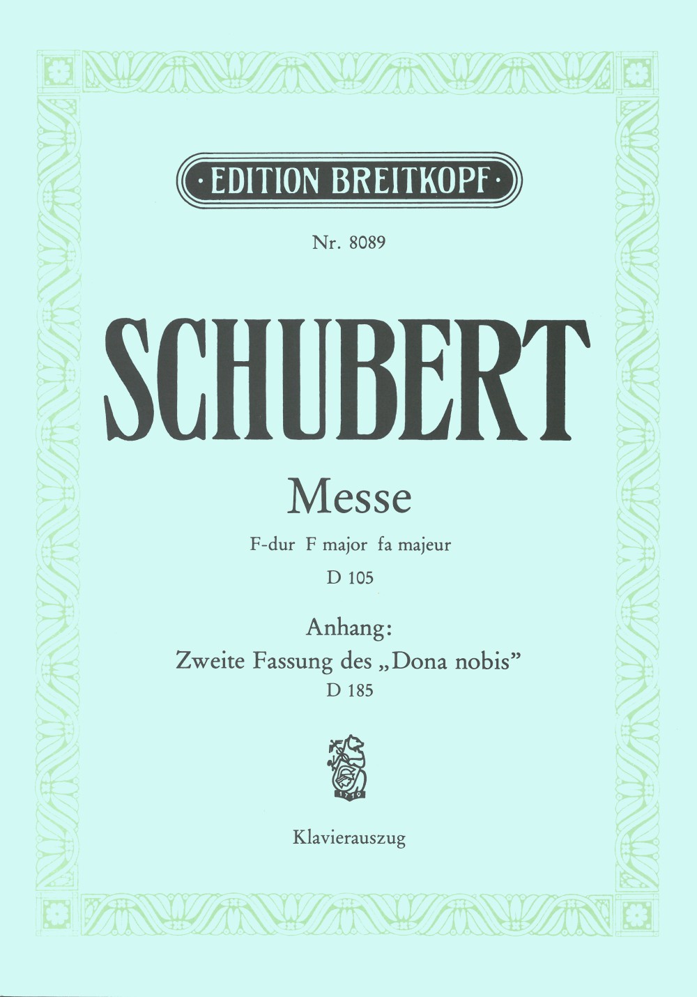 Franz Schubert - Messe F-dur D 105 - Cover