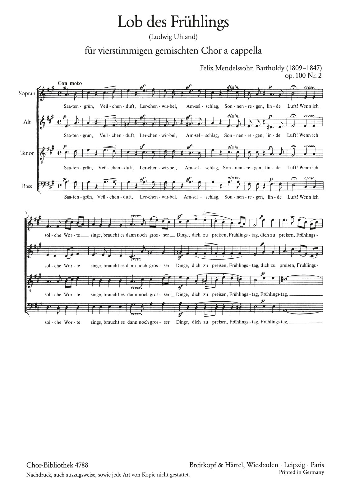 ChB 4788 - 4 Lieder [op. 100] - Cover