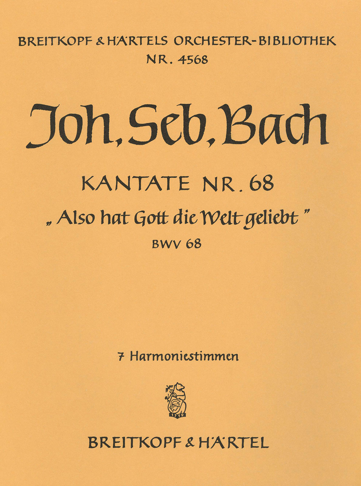OB 4568-30 - Cantata BWV 68 “For God his wondrous love to show” - Cover
