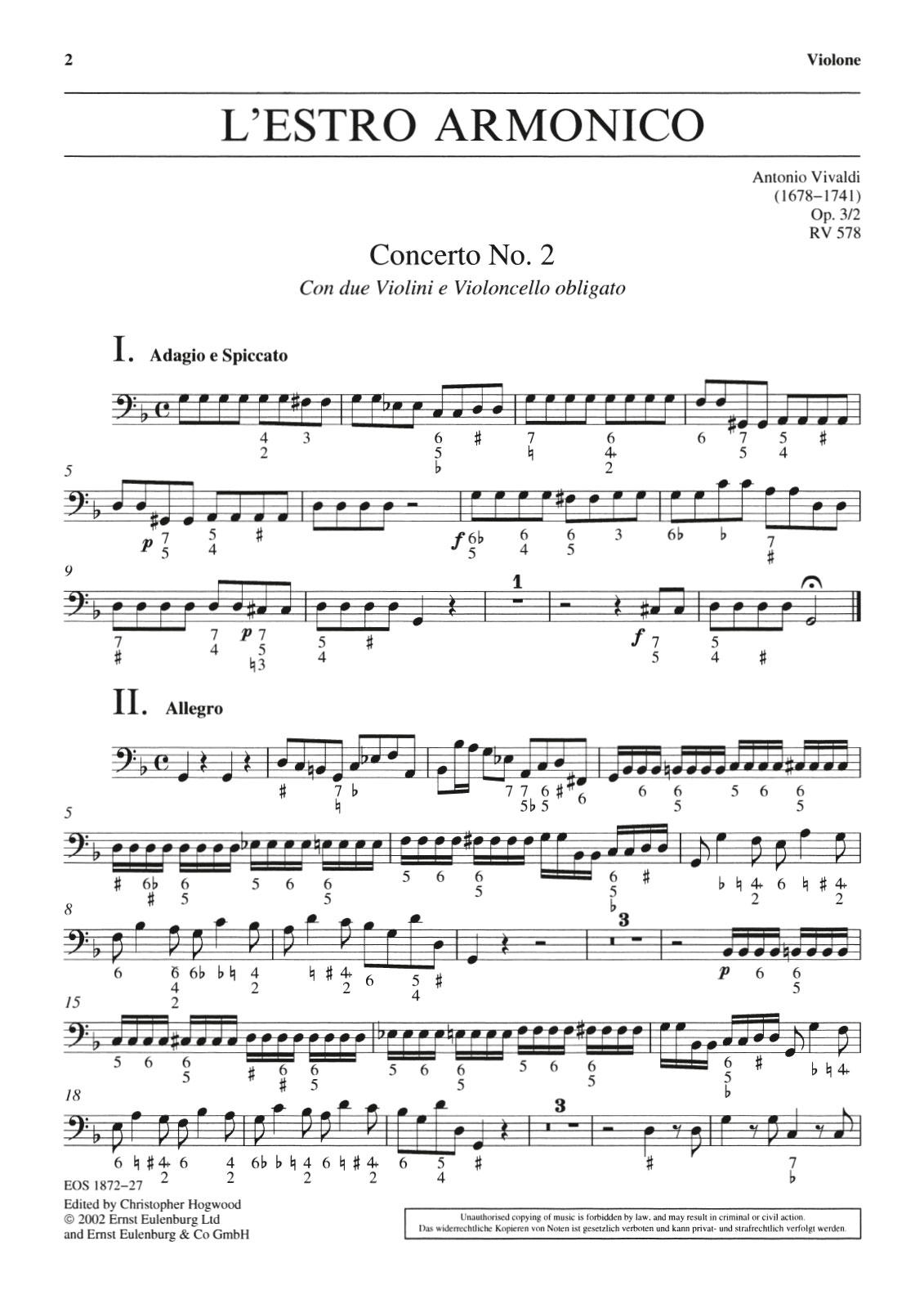 EOS 1872-27 - L’Estro Armonico op. 3/2 RV 578 - Cover