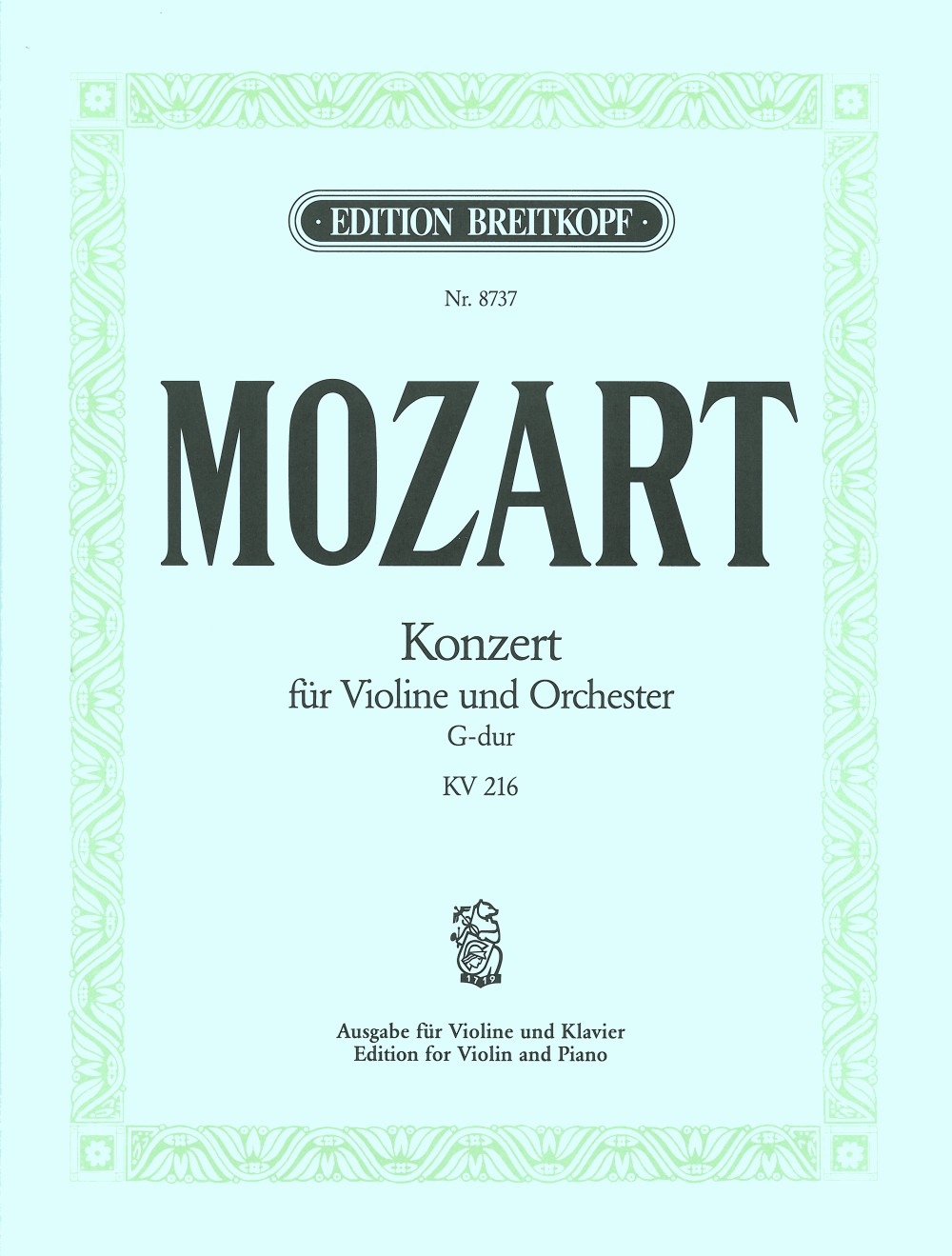 EB 8737 - Violinkonzert [Nr. 3] G-dur KV 216 - Cover