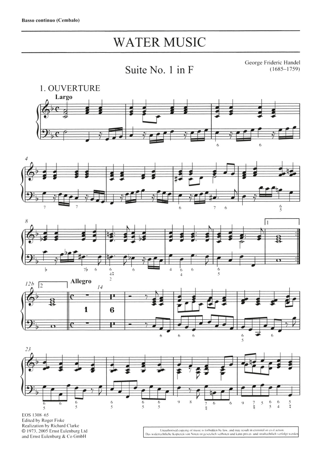 EOS 1308-12 - Wassermusik F-dur HWV 348-350 - Cover