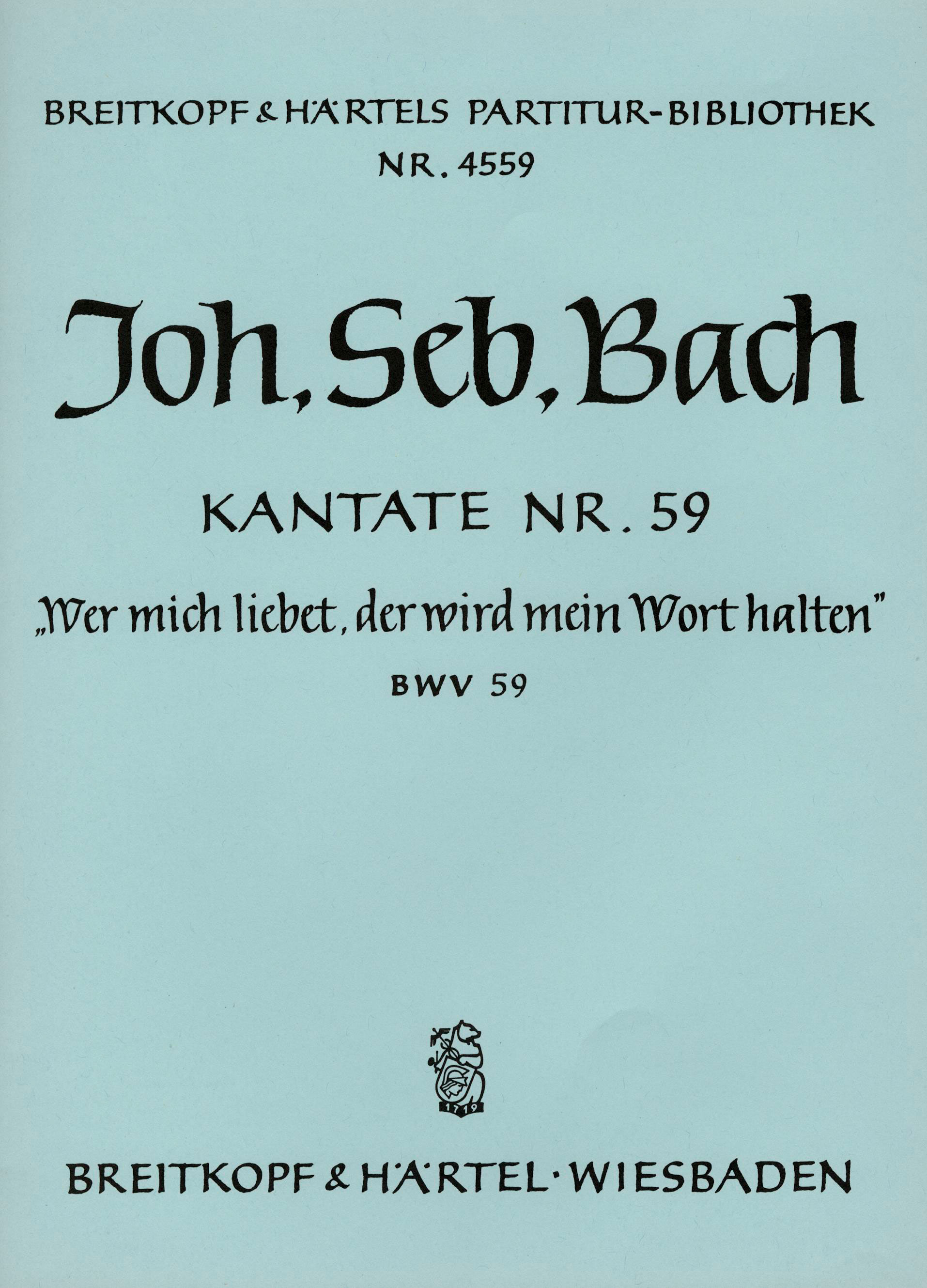 PB 4559 - Kantate BWV 59 „Wer mich liebet, der wird mein Wort halten“ - Cover