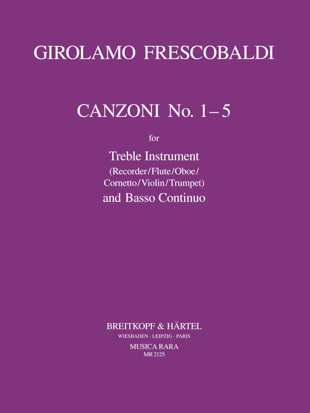 Girolamo Frescobaldi - Canzoni Nr. 1-5 - Cover