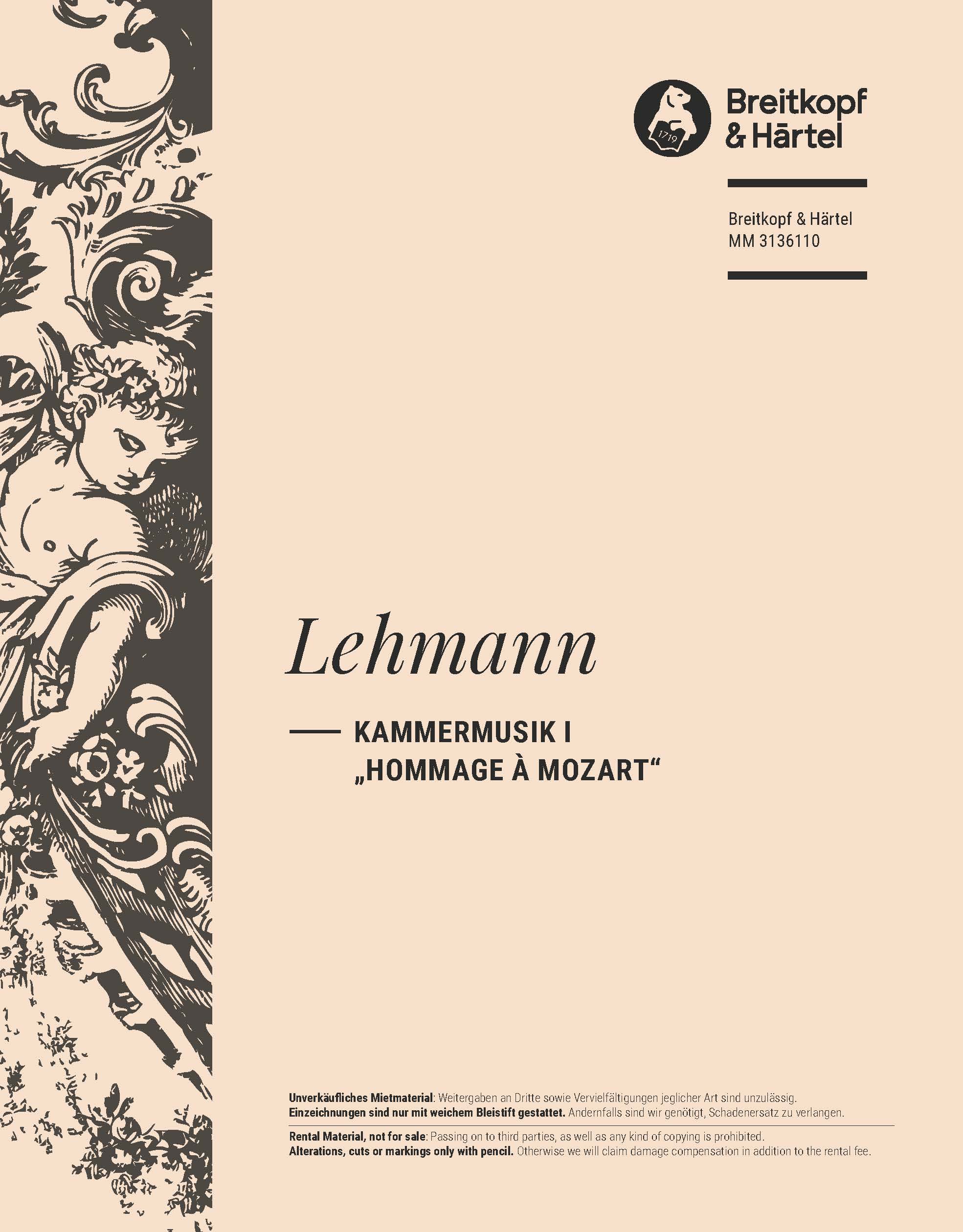 Hans Ulrich Lehmann - Kammermusik I „hommage à Mozart“ - Cover
