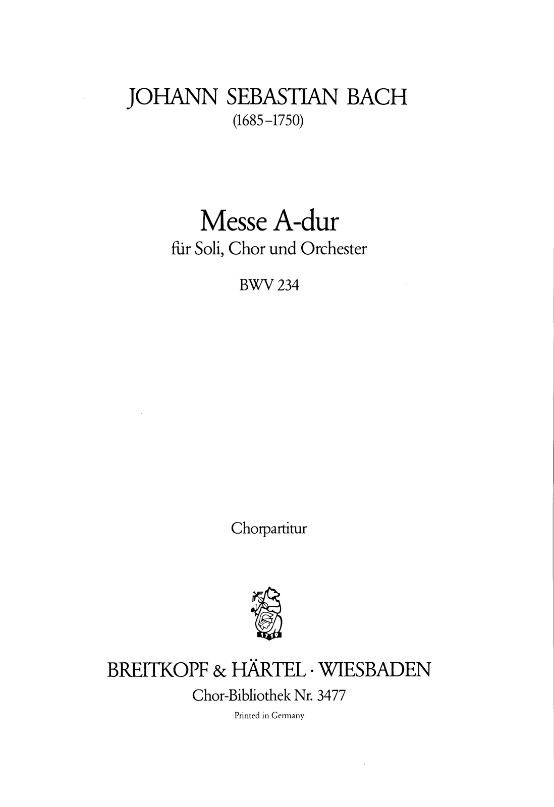 ChB 3477 - Mass A major BWV 234 - Cover