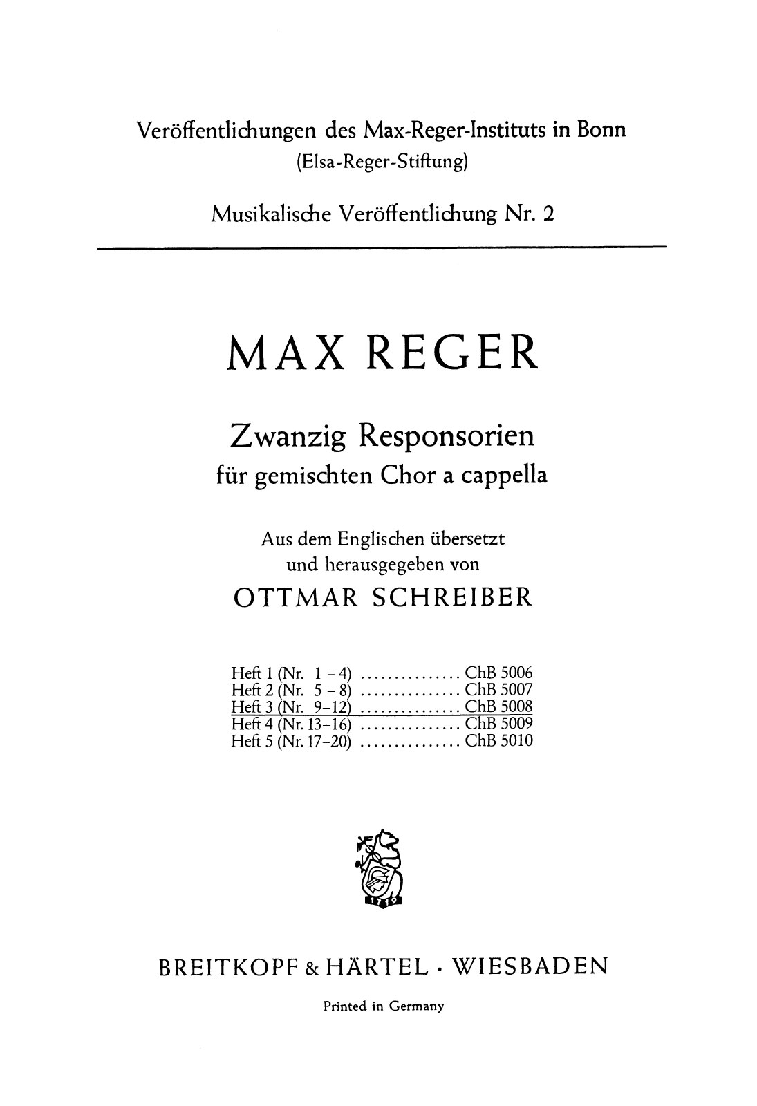 ChB 5008 - 20 Responsories - Cover