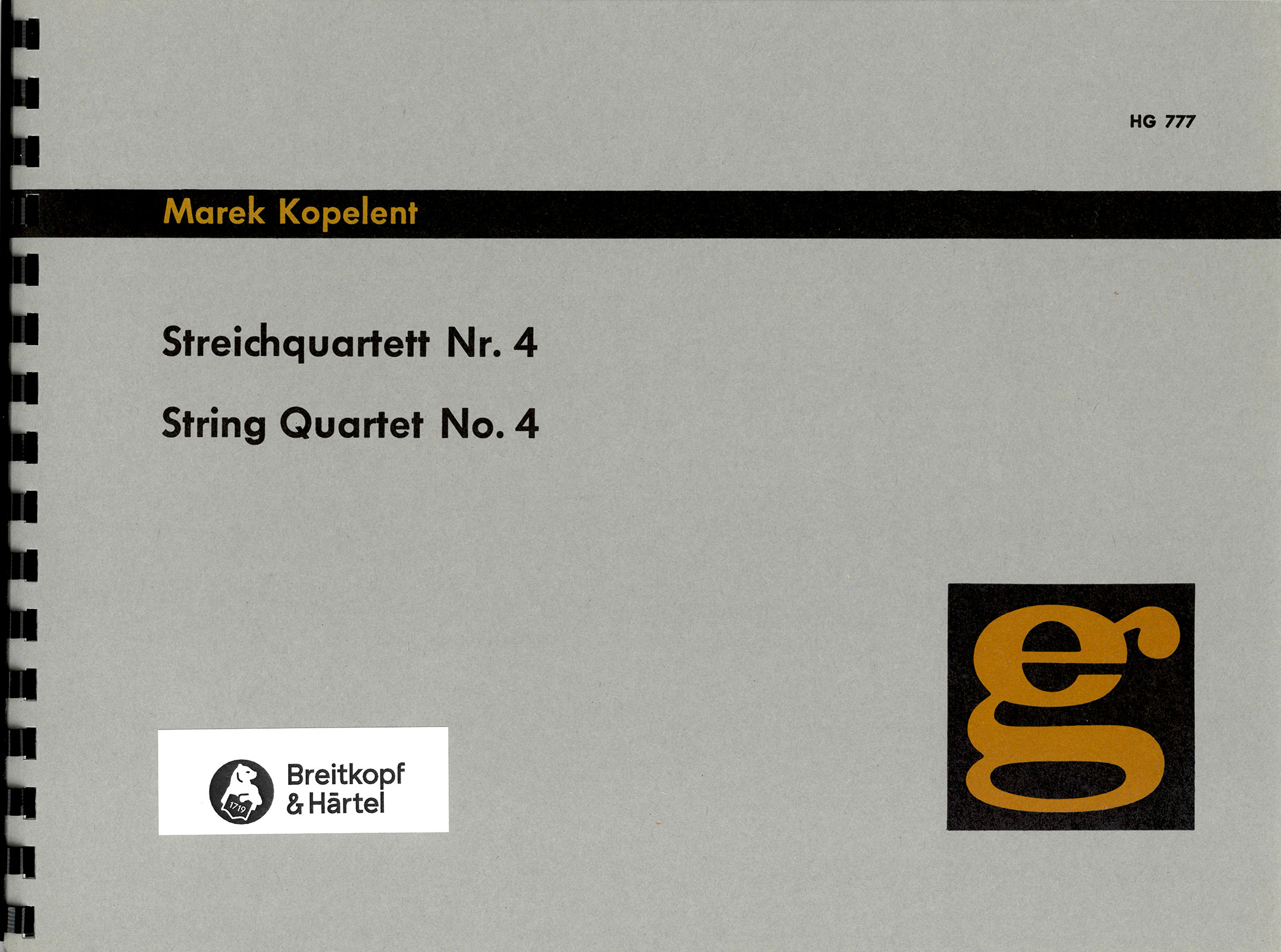 Marek Kopelent - Streichquartett Nr. 4 - Cover