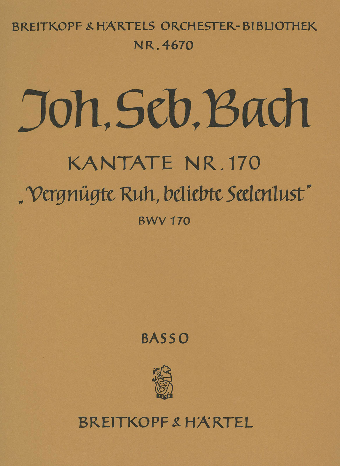 OB 4670-26 - Kantate BWV 170 „Vergnügte Ruh, beliebte Seelenlust“ - Cover