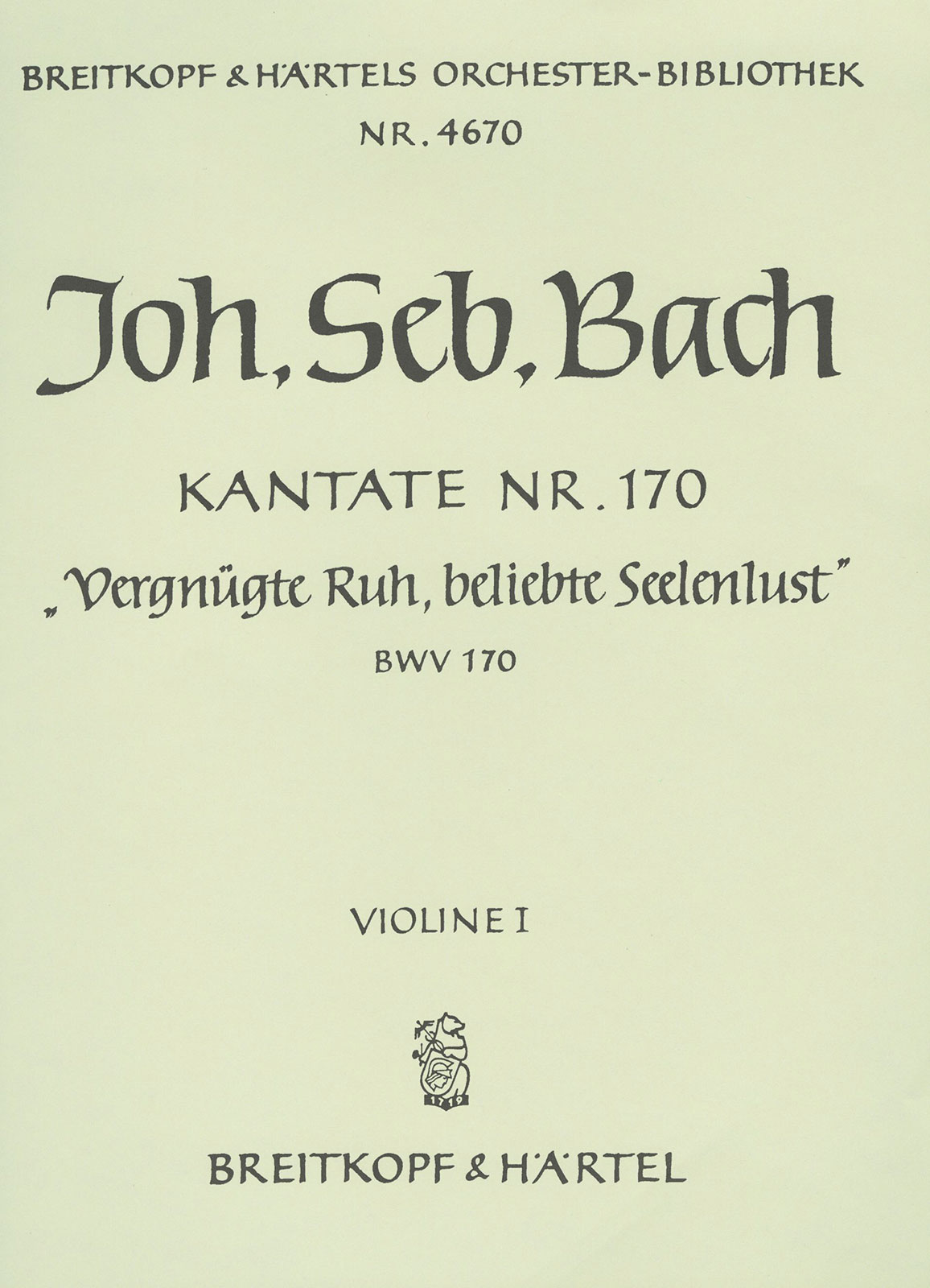 OB 4670-15 - Kantate BWV 170 „Vergnügte Ruh, beliebte Seelenlust“ - Cover