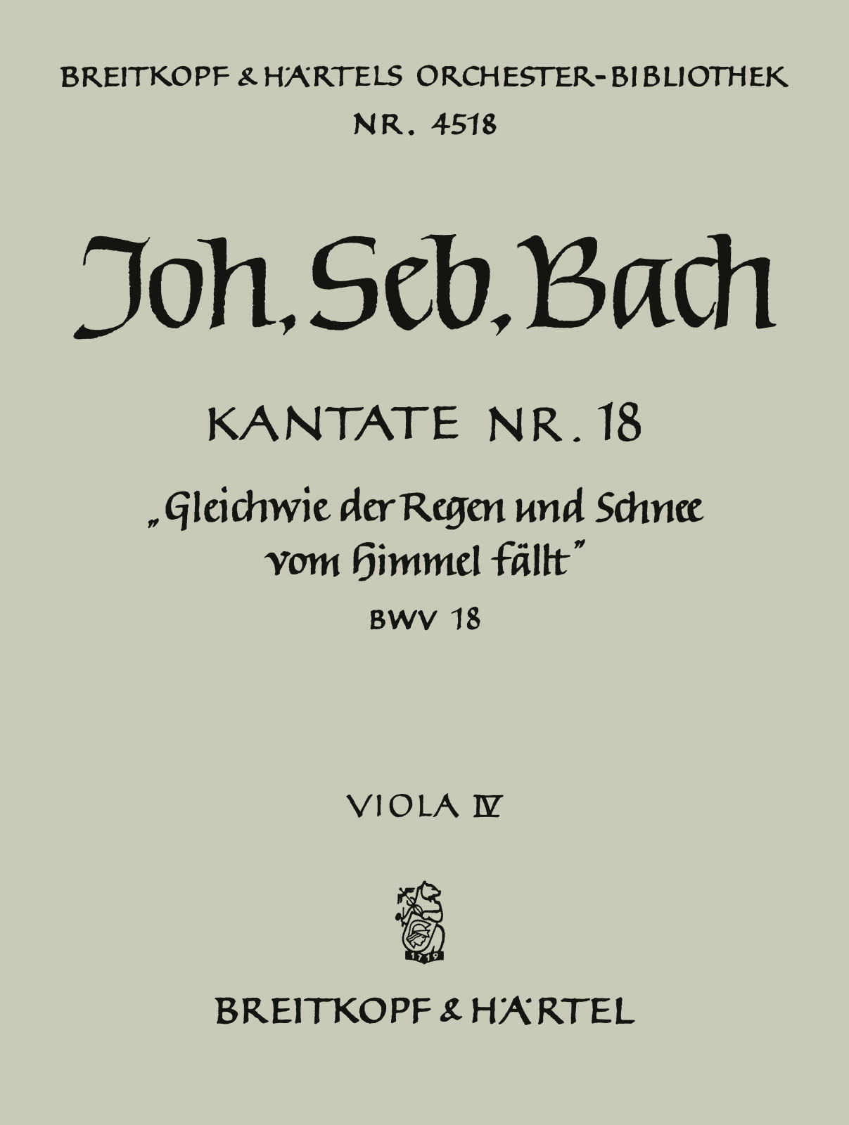 OB 4518-22 - Cantata BWV 18 “For as the rain cometh down” - Cover