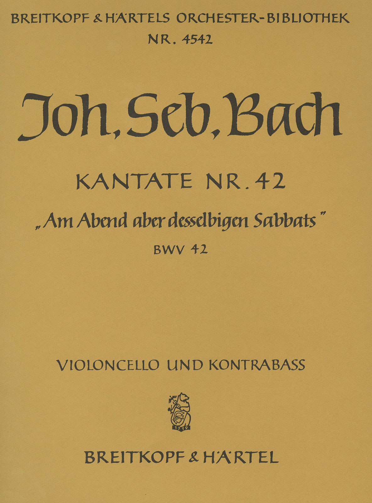 OB 4542-26 - Kantate BWV 42 „Am Abend aber desselbigen Sabbats“ - Cover
