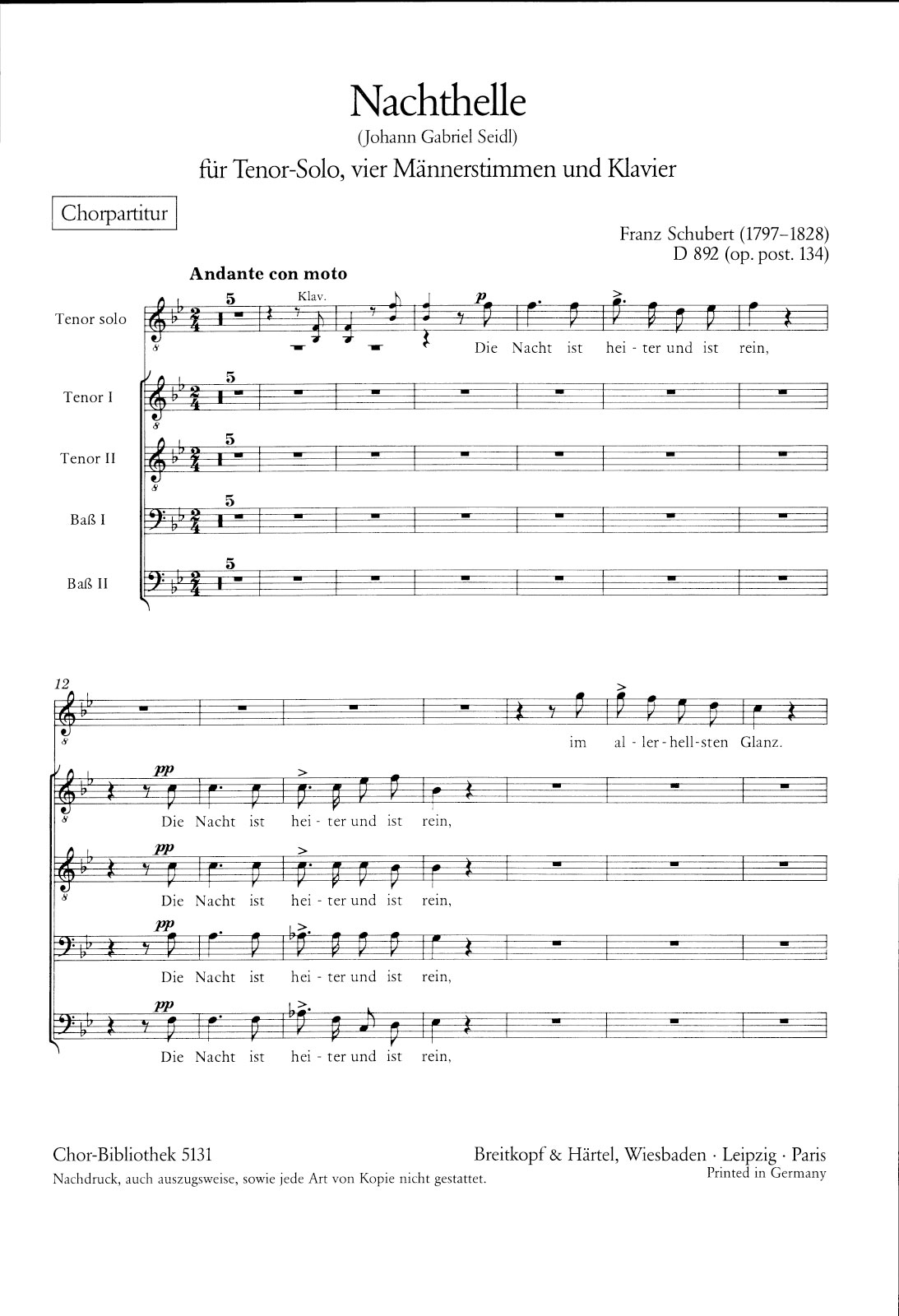 ChB 5131 - Nachthelle D 892 [op. post. 134] - Cover