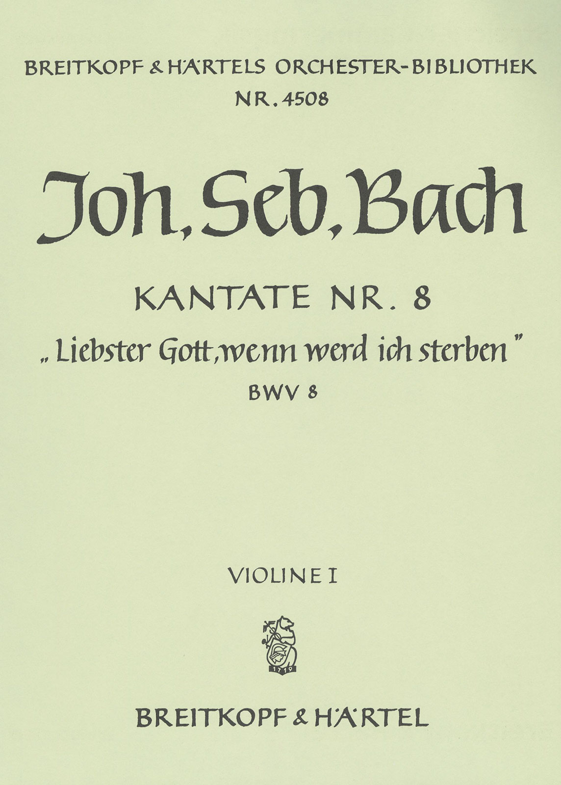 OB 4508-15 - Cantata BWV 8 “Gracious God, when wilt Thou call me” - Cover