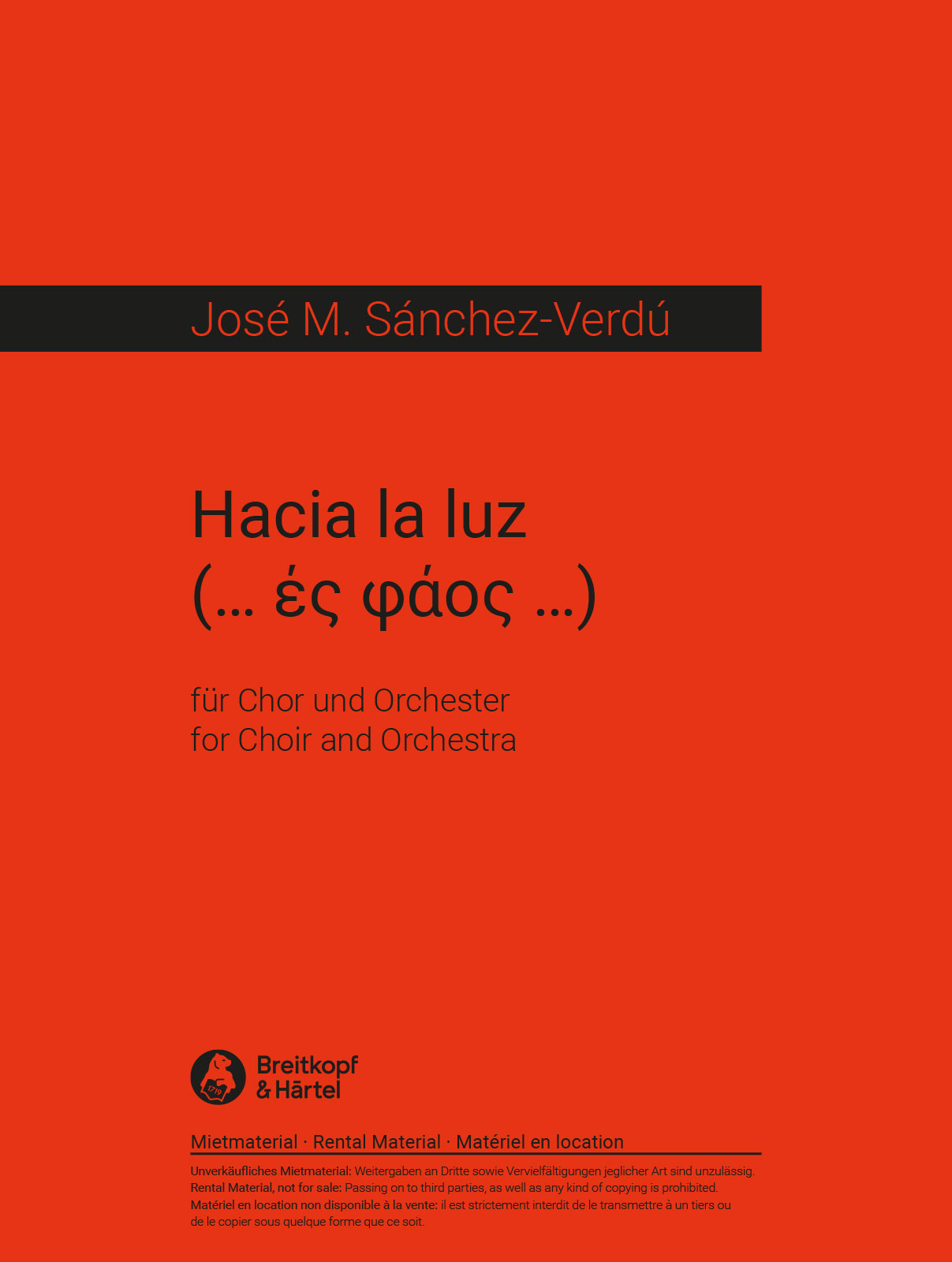 José M. Sánchez-Verdú - Hacia la luz - Cover