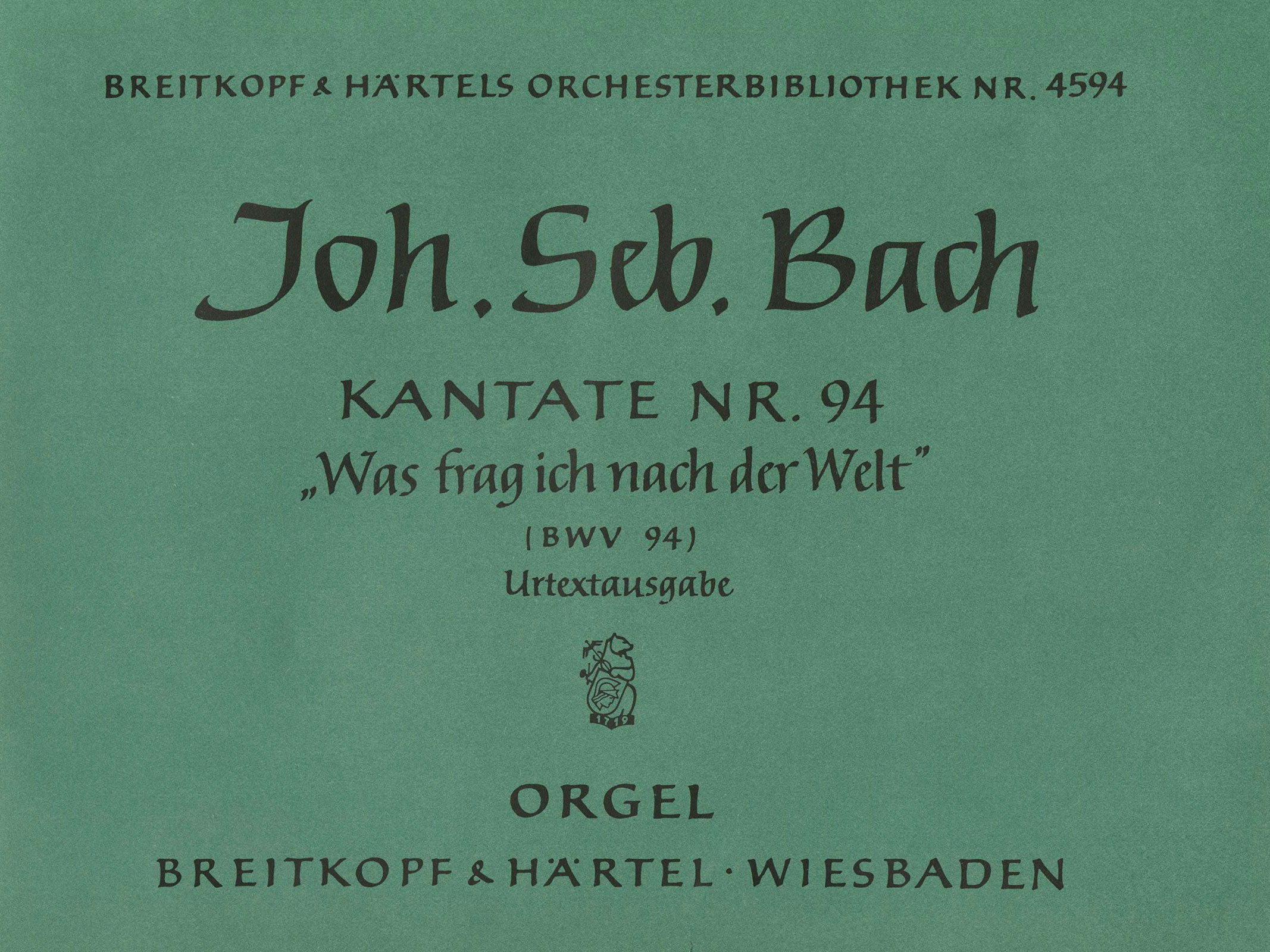 OB 4594-11 - Cantata BWV 94 “Was frag ich nach der Welt” - Cover