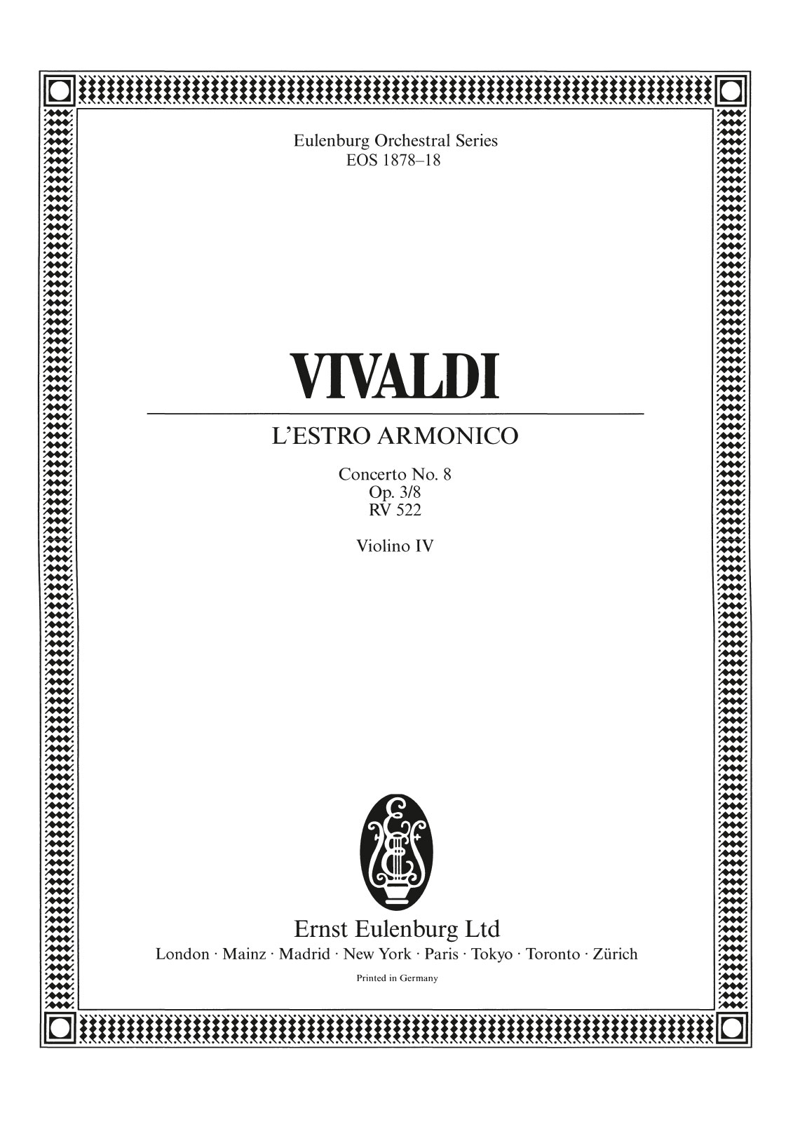 EOS 1878-18 - L’Estro Armonico op. 3/8 RV 522 - Cover