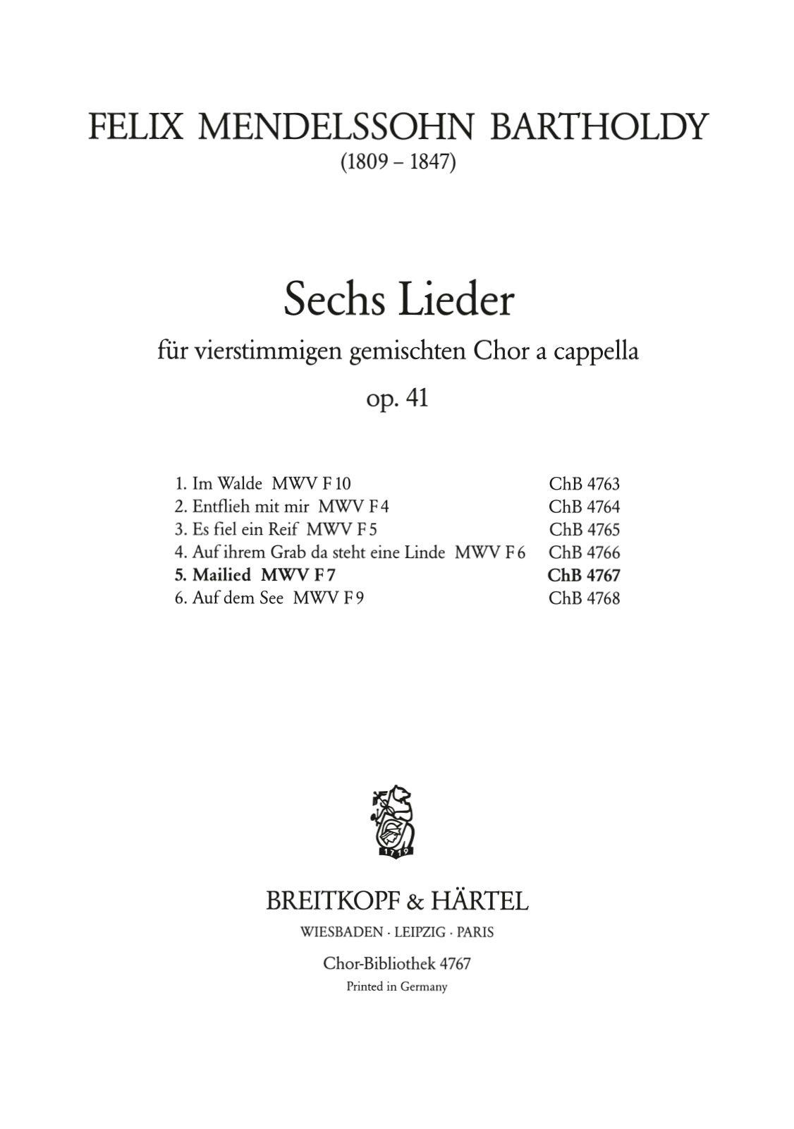 ChB 4767 - 6 Lieder Op. 41 - Cover