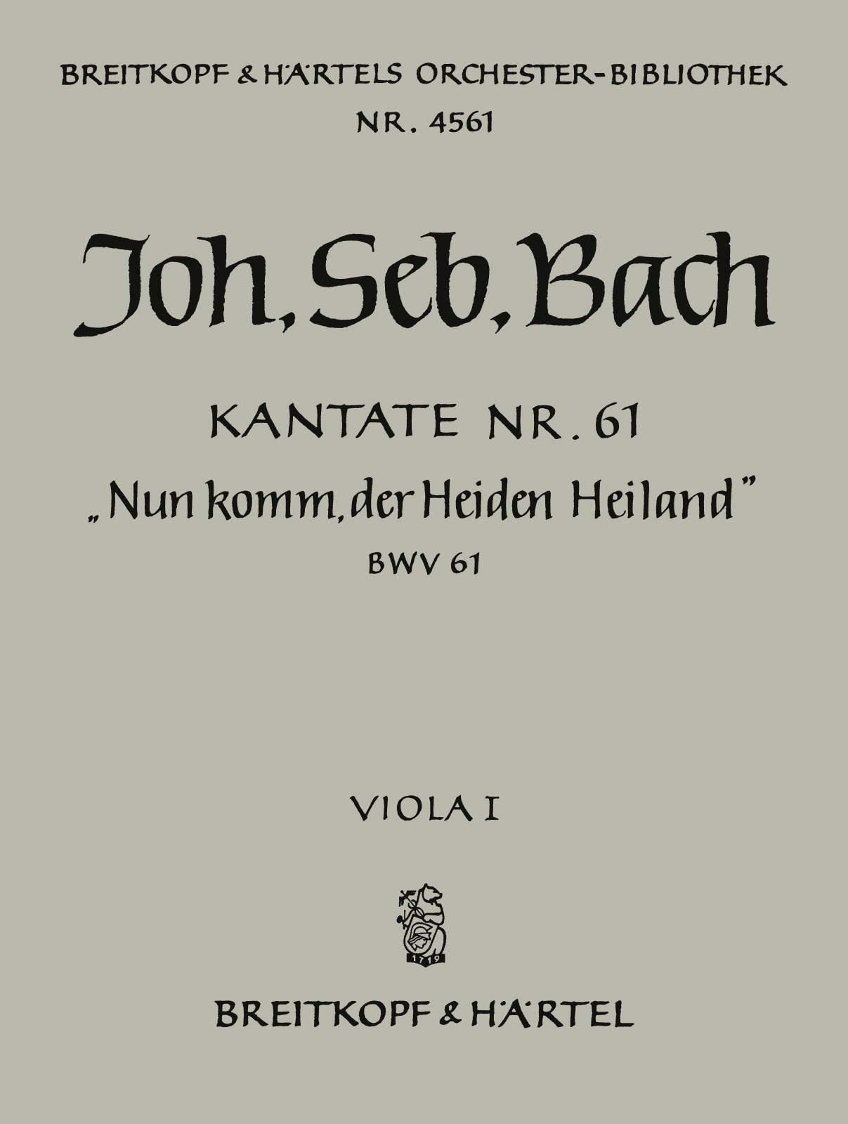 OB 4561-19 - Kantate BWV 61 „Nun komm, der Heiden Heiland“ - Cover