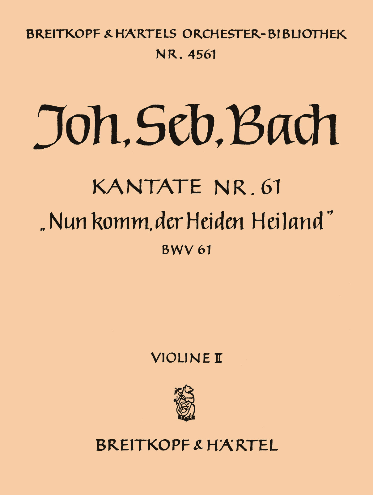 OB 4561-16 - Kantate BWV 61 „Nun komm, der Heiden Heiland“ - Cover