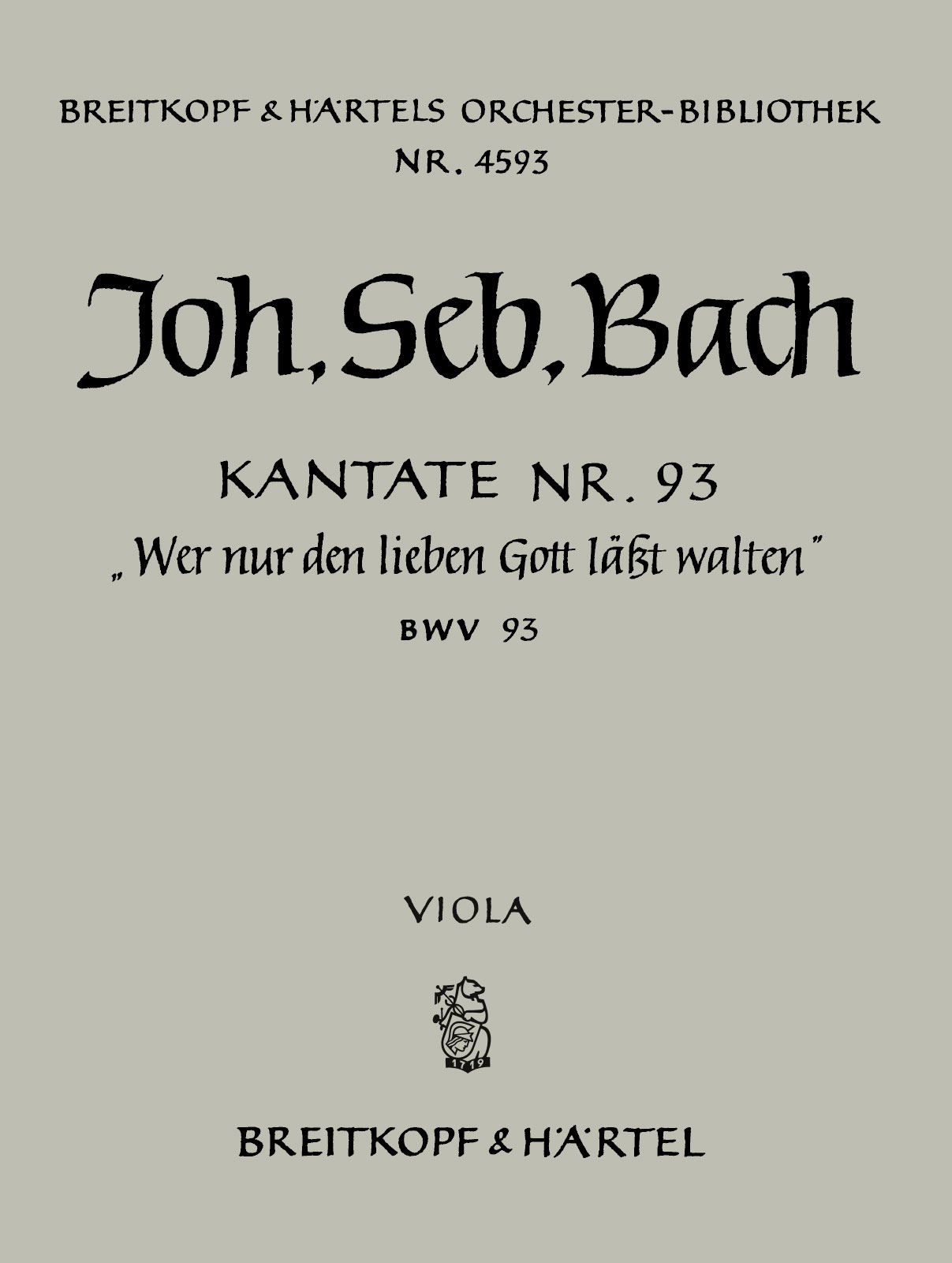 OB 4593-19 - Cantata BWV 93 “He who relies on God’s compassion” - Cover