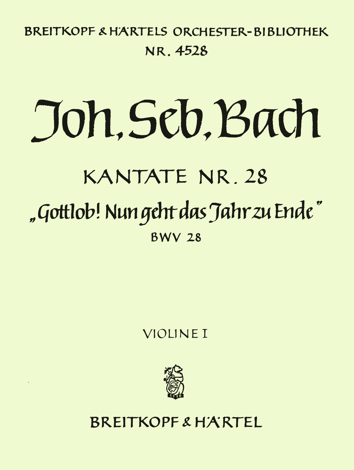 OB 4528-15 - Cantata BWV 28 “Rejoice! the old year now is ended” - Cover
