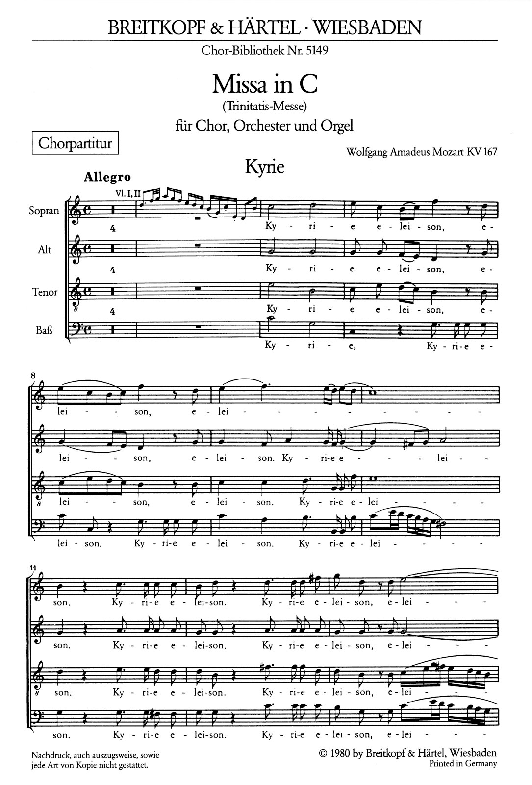 ChB 5149 - Missa in C K. 167 - Cover