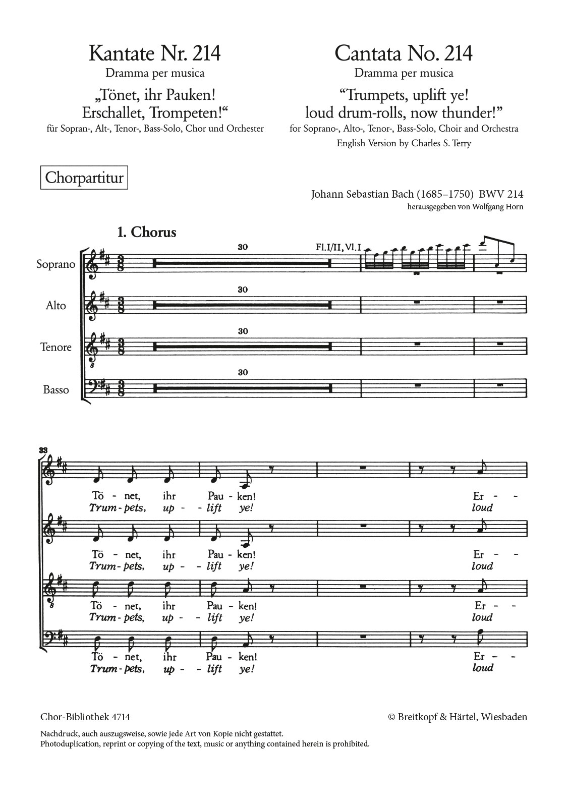 ChB 4714D - Kantate BWV 214 „Tönet, ihr Pauken! Erschallet, Trompeten!“ - Cover