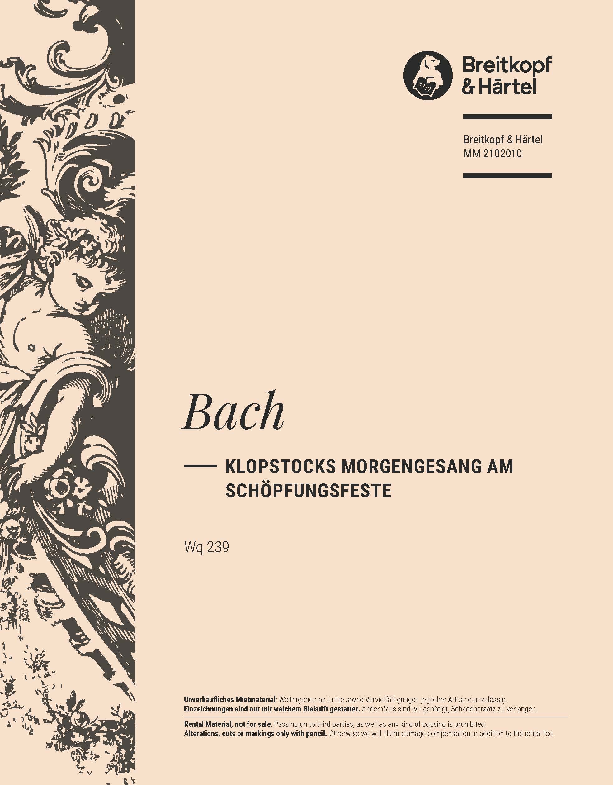 Carl Philipp Emanuel Bach - Klopstocks Morgengesang am Schöpfungsfeste Wq 239 - Cover