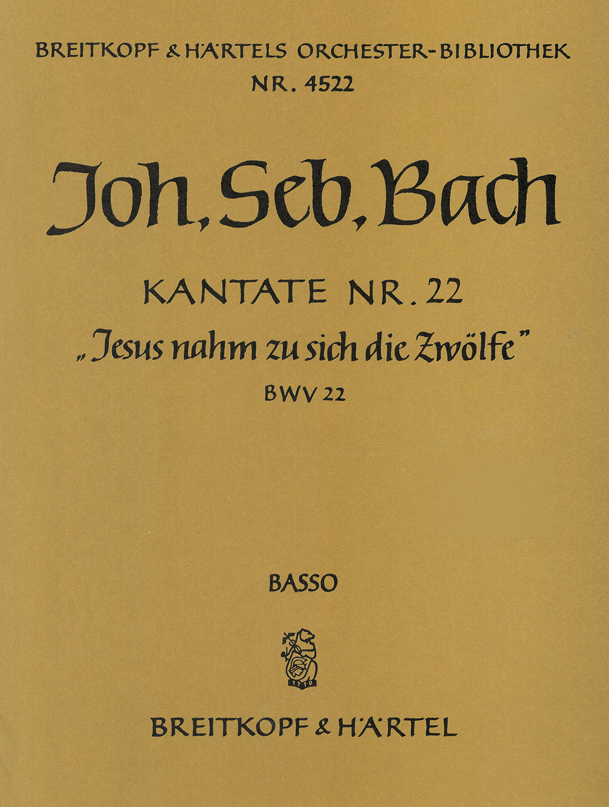 OB 4522-26 - Kantate BWV 22 „Jesus nahm zu sich die Zwölfe“ - Cover