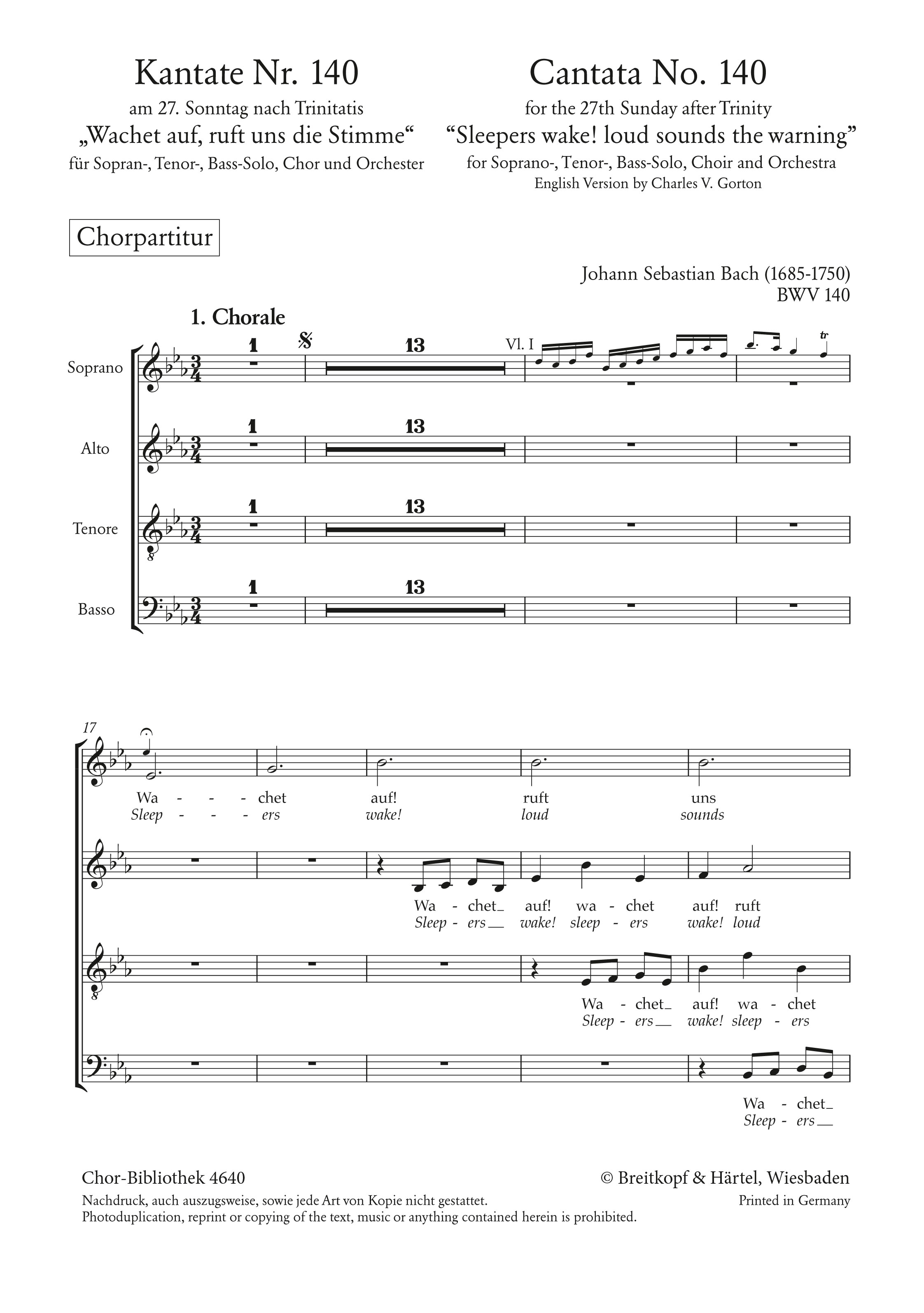 ChB 4640 - Kantate BWV 140 „Wachet auf, ruft uns die Stimme“ - Cover