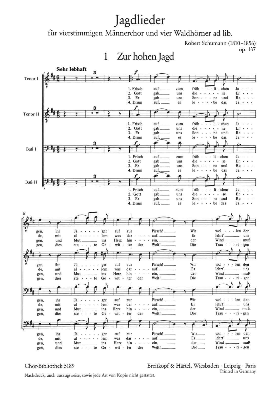 ChB 5189 - Jagdlieder op. 137 - Cover