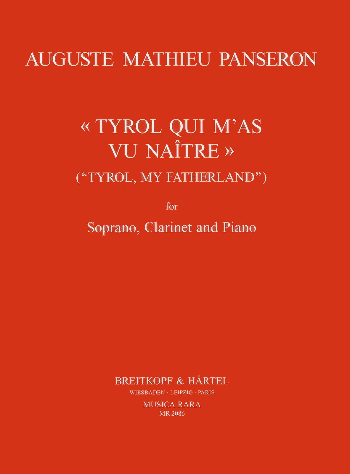 Auguste Mathieu Panseron - Tyrol, qui m’as vu naître - Cover
