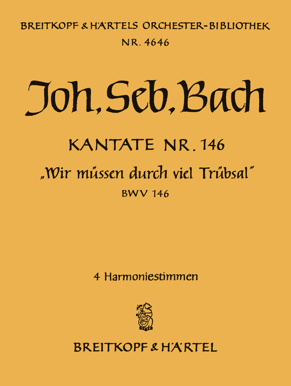 OB 4646-30 - Cantata BWV 146 “Wir müssen durch viel Trübsal” - Cover