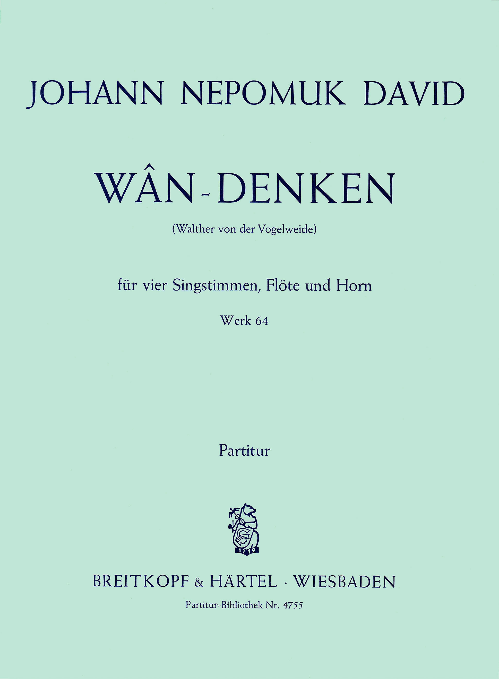 Johann Nepomuk David - Wan-Denken Werk 64 - Cover
