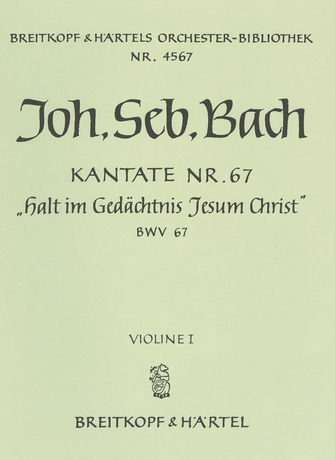 OB 4567-15 - Cantata BWV 67 “Hold in remembrance Jesus Christ” - Cover