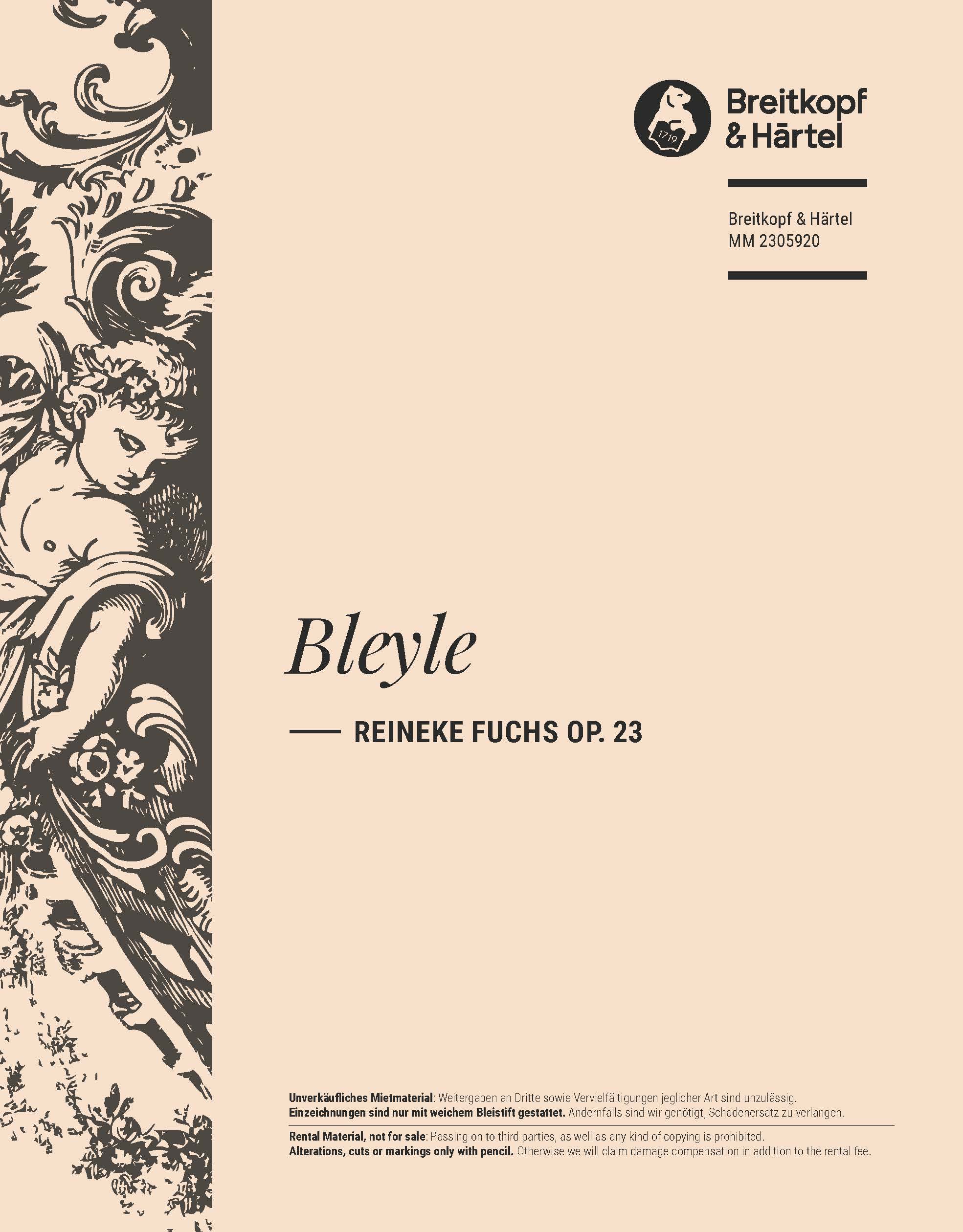 Karl Bleyle - Reineke Fuchs op. 23 - Cover