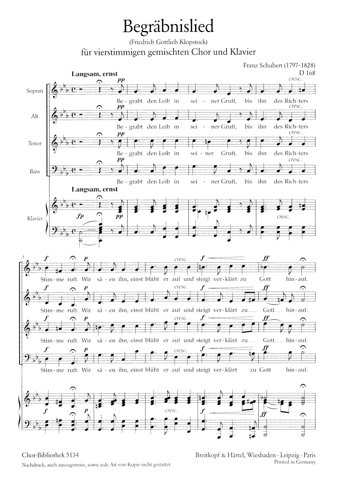 Franz Schubert - Begraebnislied D 168 - Cover