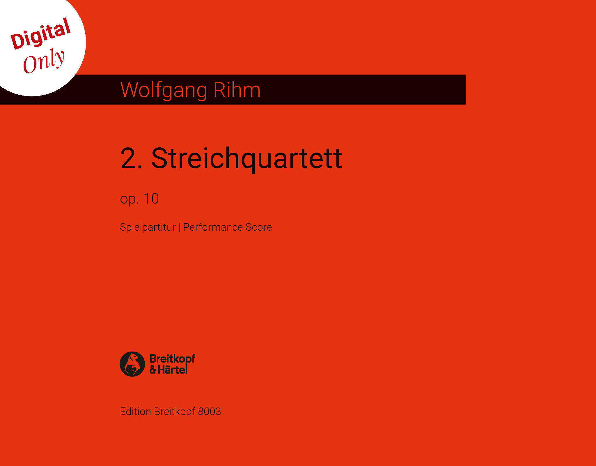 Wolfgang Rihm - String Quartet No. 2 Op. 10 - Cover