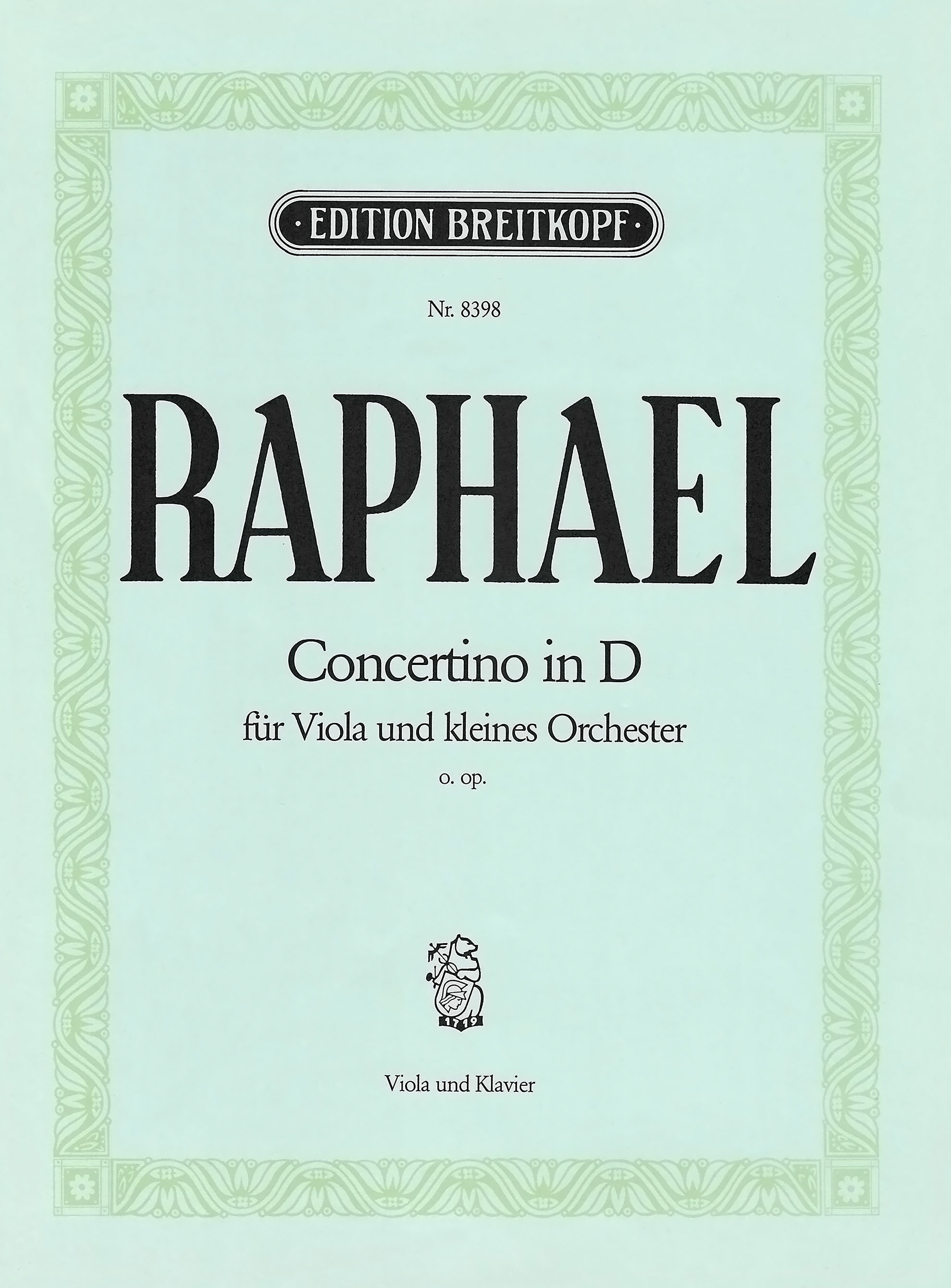 Günter Raphael - Concertino in D o. op. - Cover