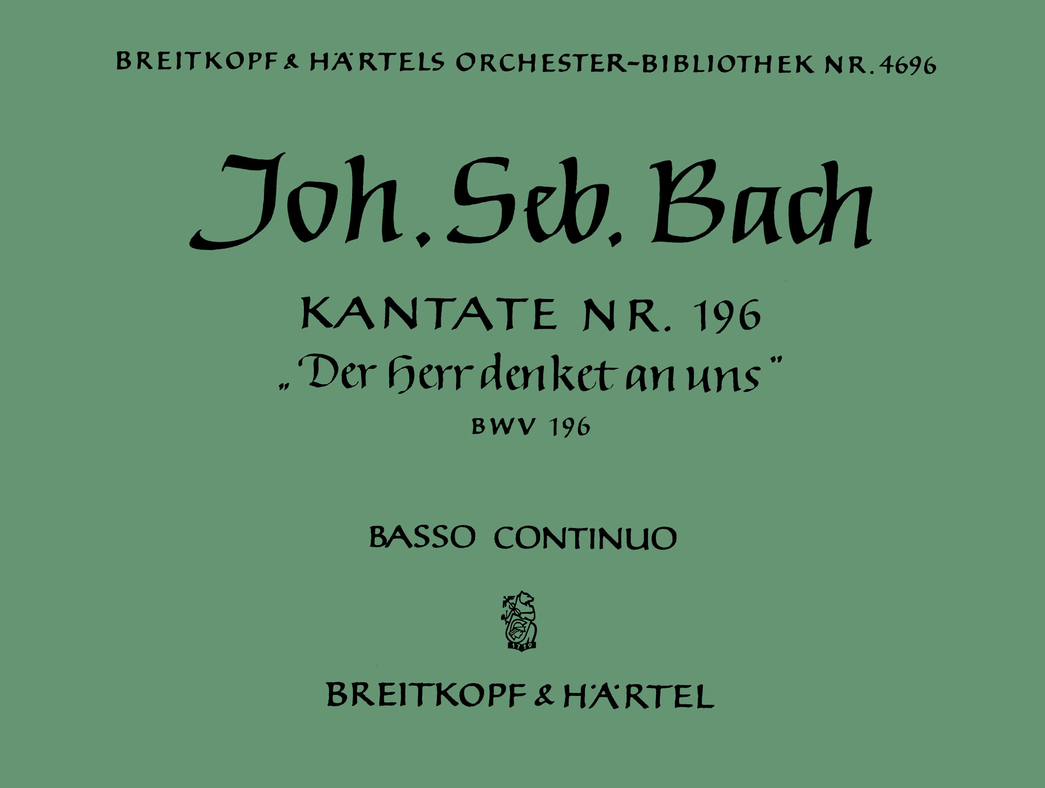 OB 4696-11 - Cantata BWV 196 “Der Herr denket an uns” - Cover