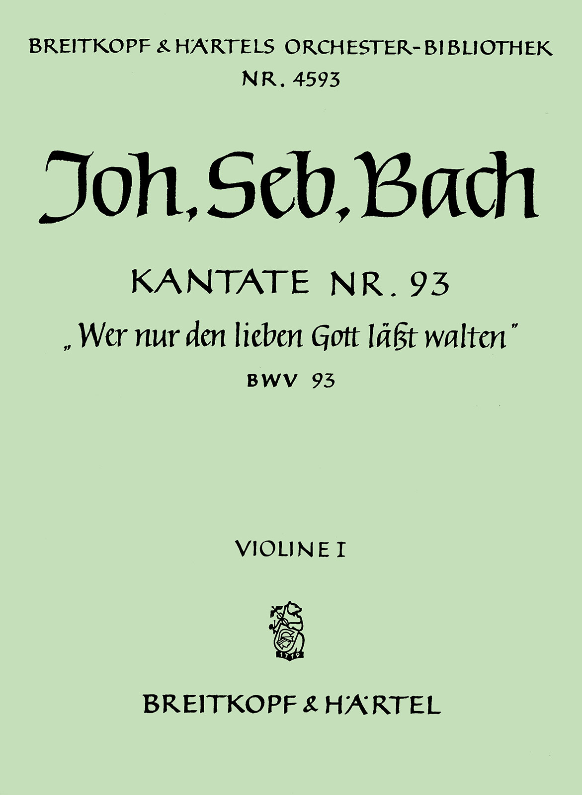 OB 4593-15 - Kantate BWV 93 „Wer nur den lieben Gott lässt walten“ - Cover