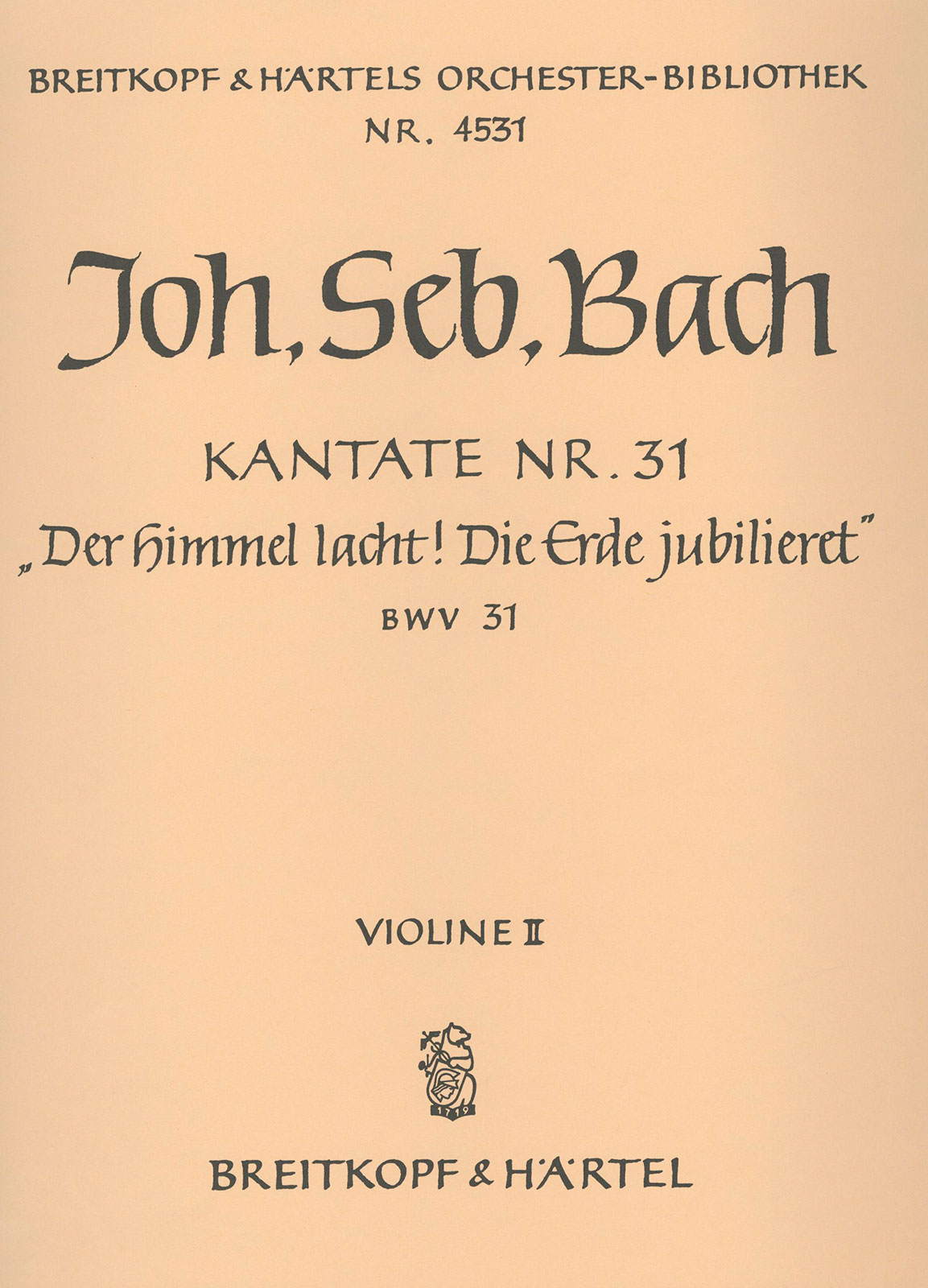 OB 4531-16 - Kantate BWV 31 „Der Himmel lacht! Die Erde jubilieret!“ - Cover