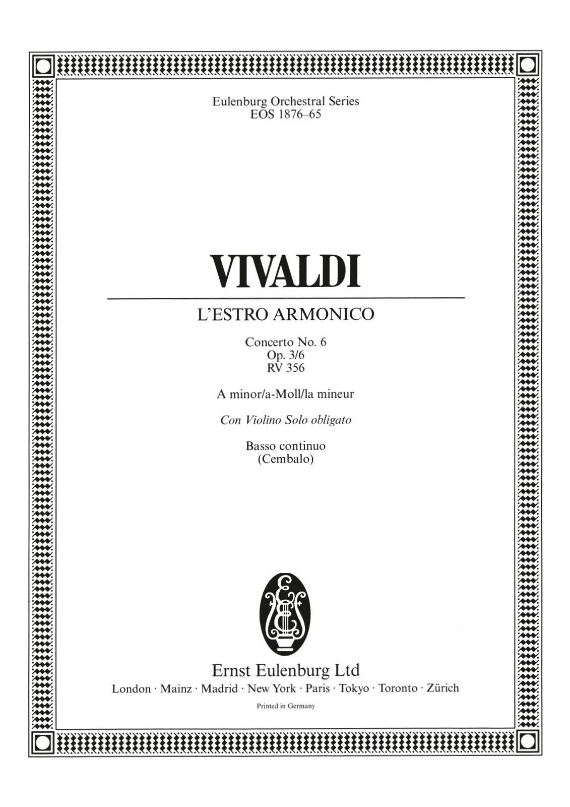 Antonio Vivaldi - L’Estro Armonico op. 3/6 RV 356 - Cover
