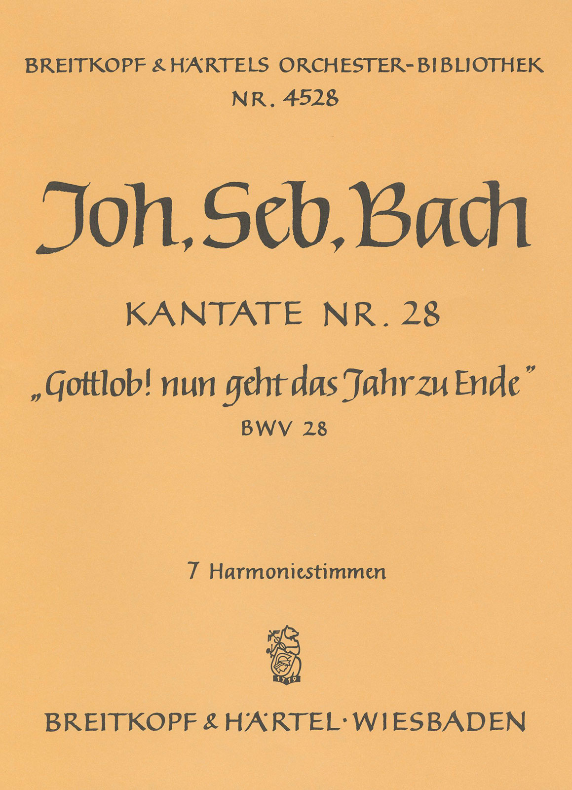 OB 4528-30 - Cantata BWV 28 “Rejoice! the old year now is ended” - Cover