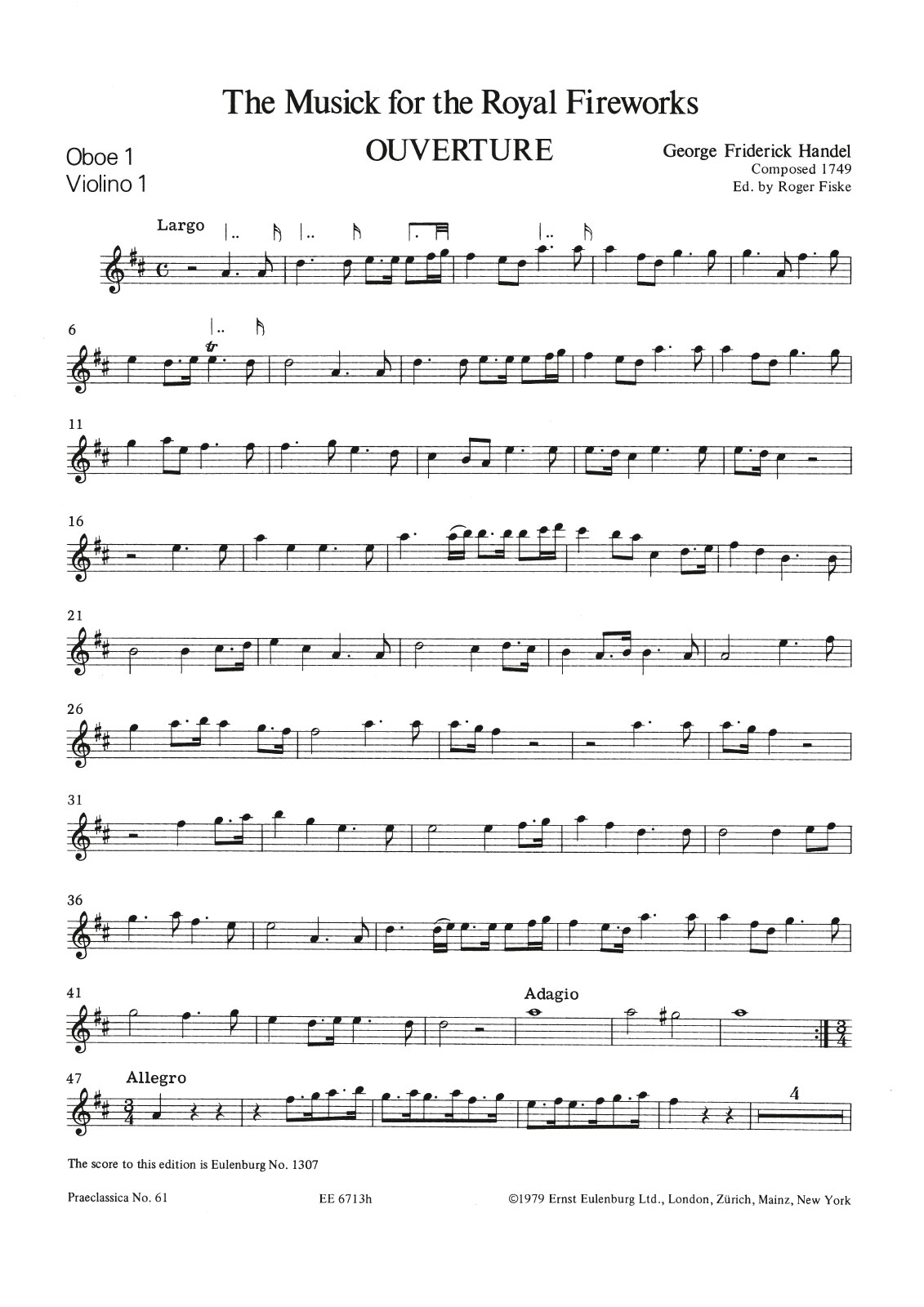 EOS 1307-15 - Feuerwerksmusik D-dur HWV 351 - Cover
